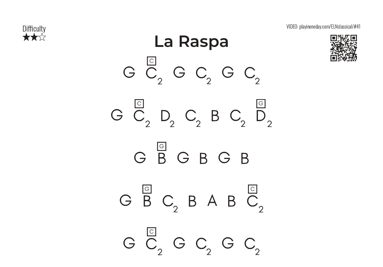 La Raspa letter notes adult beginners